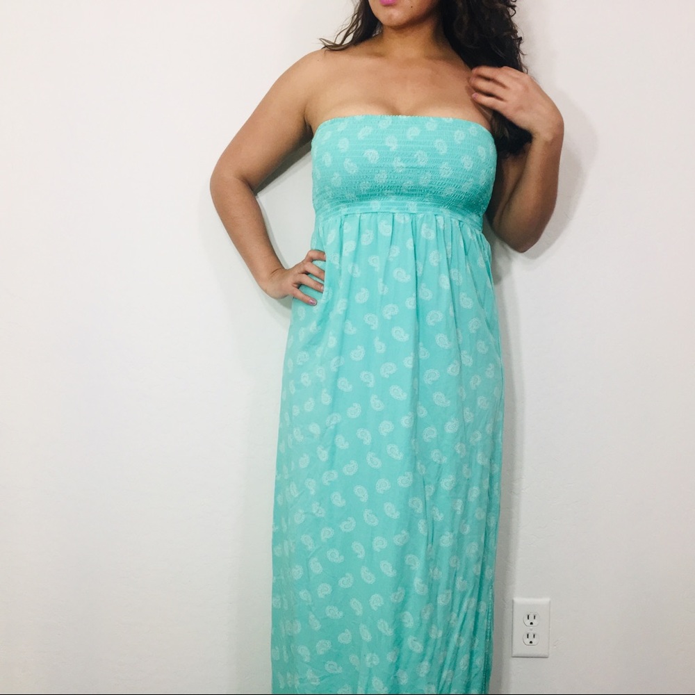 Maxi Old Navy Teal Strapless Dress